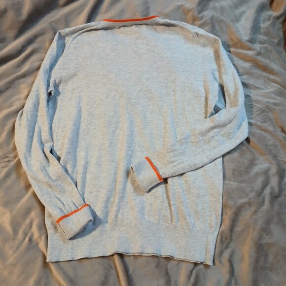 Banana Republic Factory Women's Crew Neck CIAO Sweater Gray / Orange Trim - Picture 6 of 8